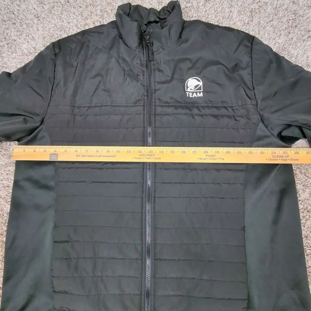 Taco Bell Jacket Mens XL Black Quilted Full Zip Employee Uniform Warm